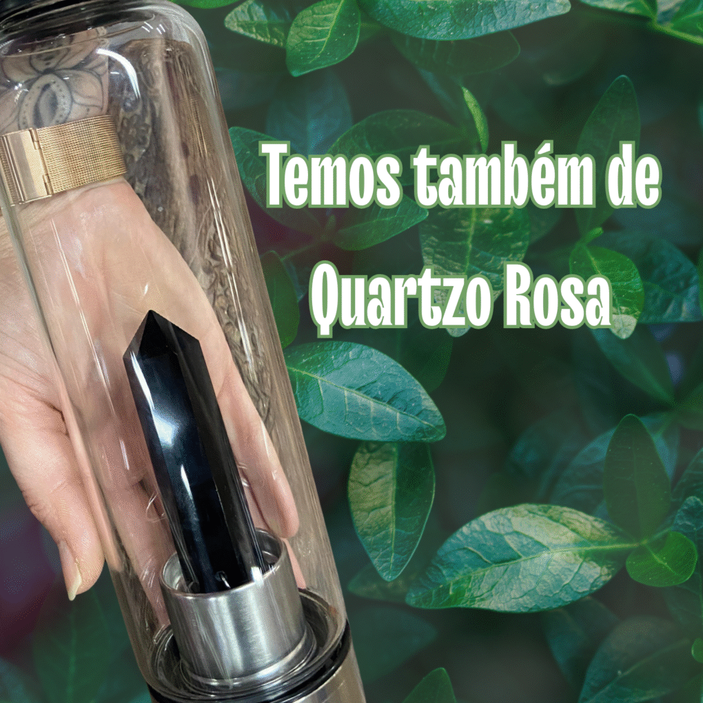 Garrafa de Vidro com Obsidiana – A Fonte da Água Purificada e Protegida