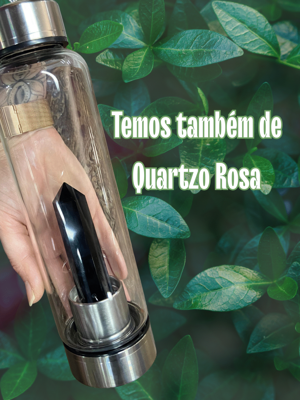 Garrafa de Vidro com Obsidiana – A Fonte da Água Purificada e Protegida