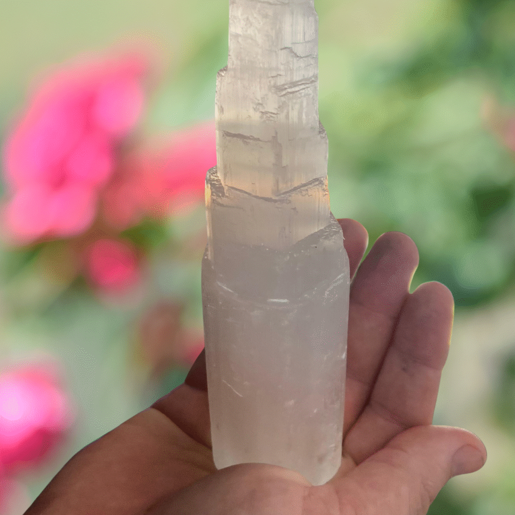 Torre de Selenita Escalonada – Luz, Clareza e Purificação