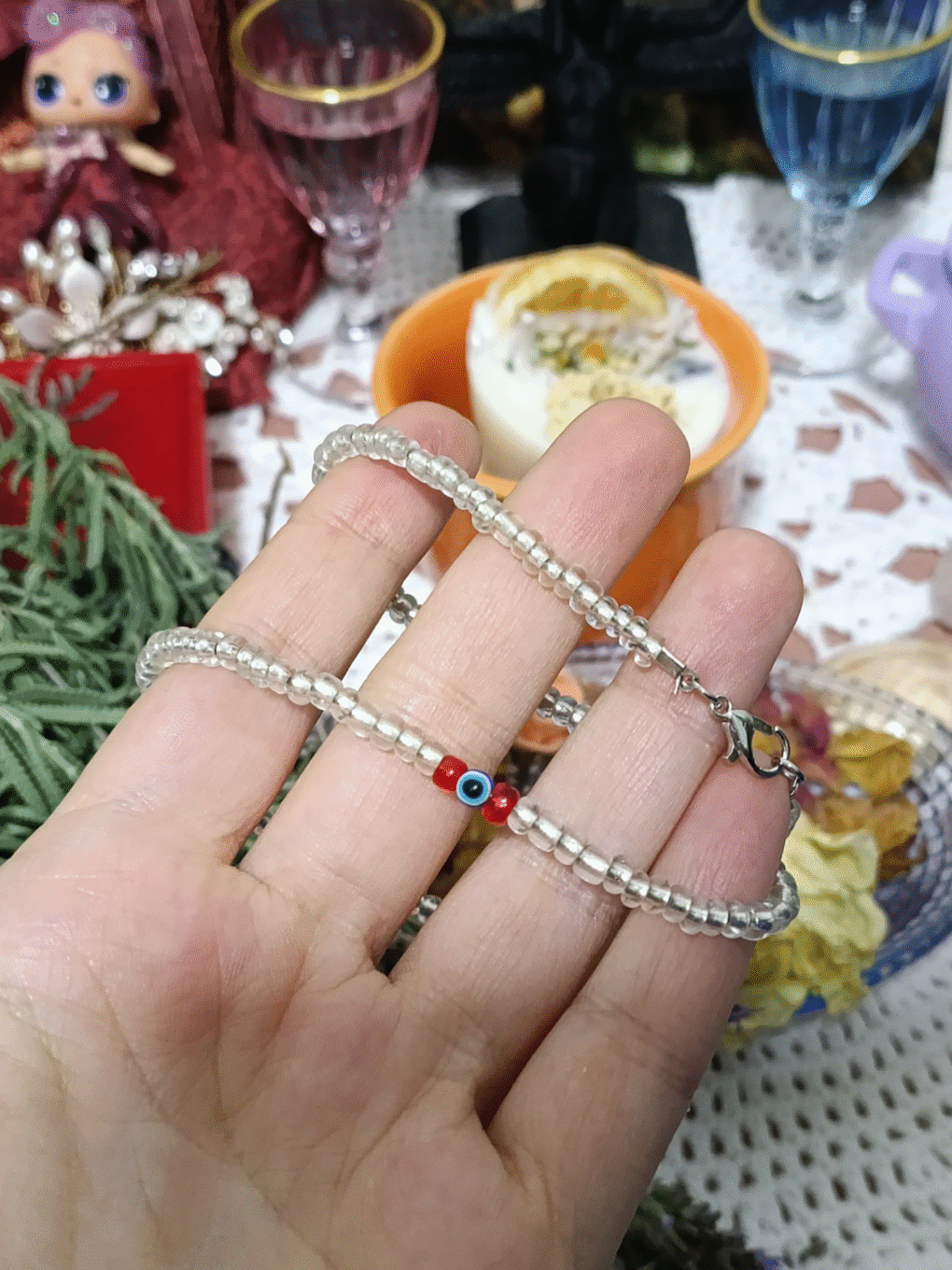 Choker de miçangas com olho grego imantada para proteger o campo e manter a energia equilibrada ✨ð§¿