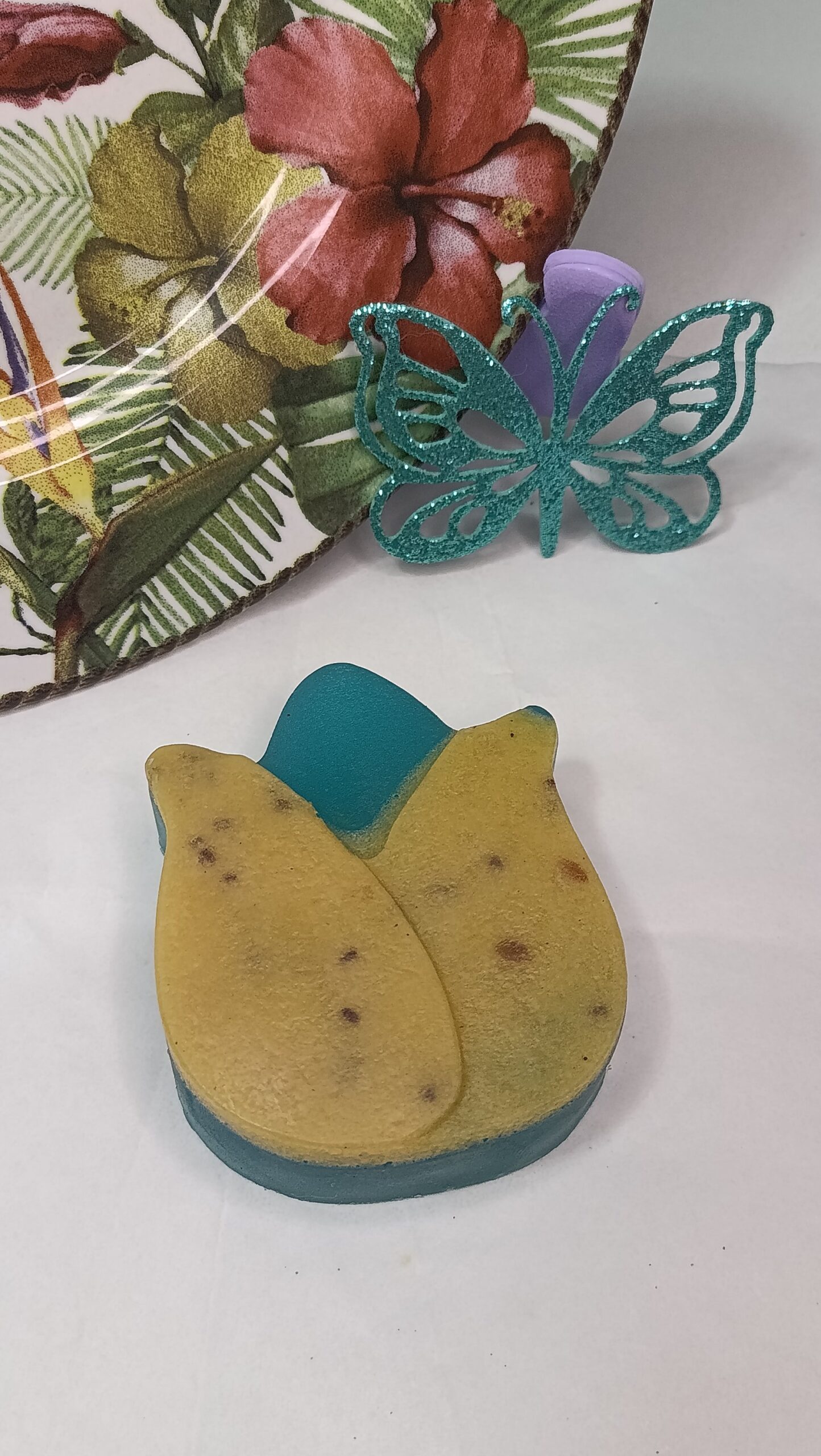 Sabonete artesanal Tulipa Azul – Lavanda, Mamão e Linhaça ✨