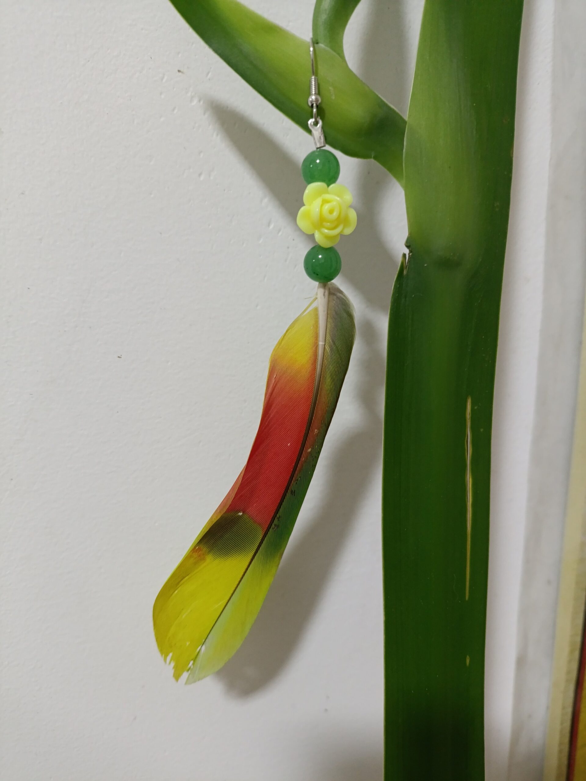 Brinco Pena de Papagaio – Alegria & Expressão Autêntica ✨