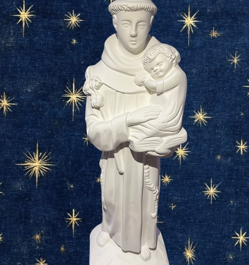 Santo Antônio em gesso preparado para pintar | 20 cm ð