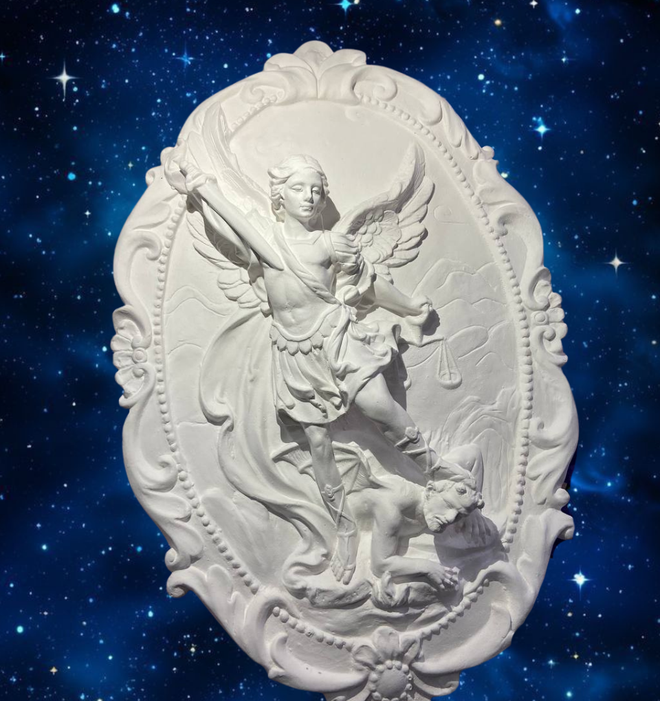 Placa de Arcanjo Miguel em gesso preparado para pintar | 35 cm ð¡️ð